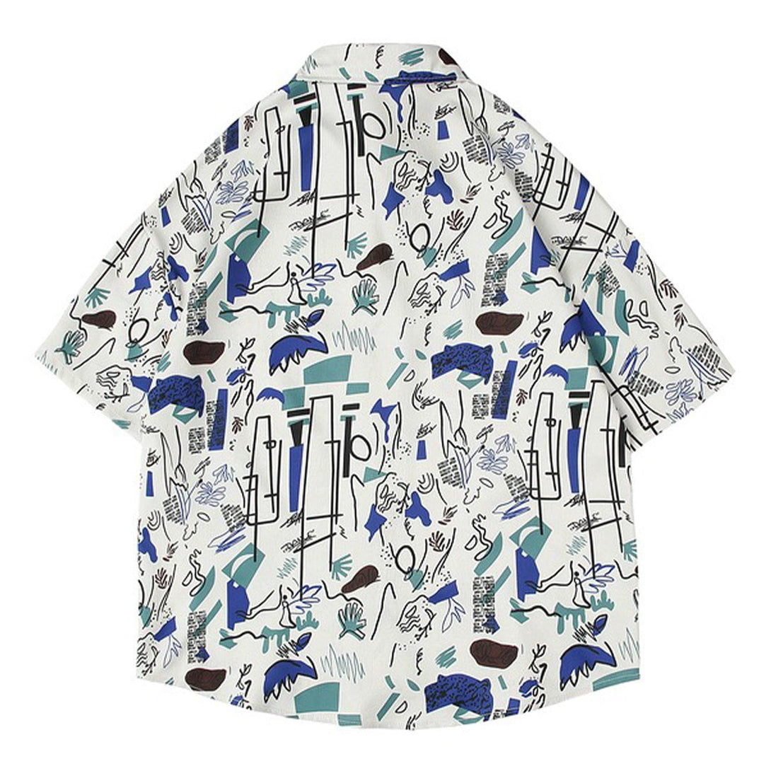 AlanBalen® - Graffiti Print Short Sleeve Shirt AlanBalen