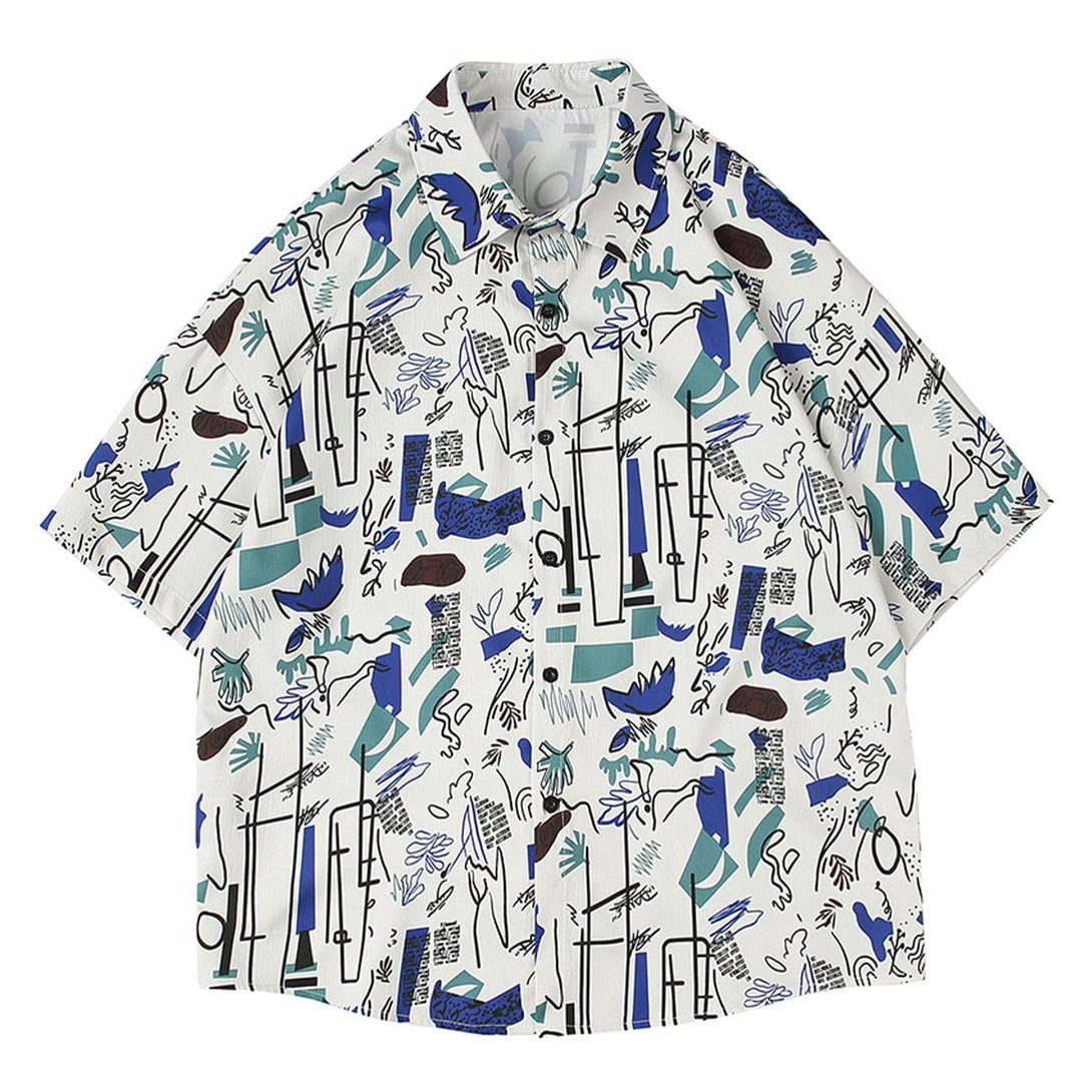 AlanBalen® - Graffiti Print Short Sleeve Shirt AlanBalen