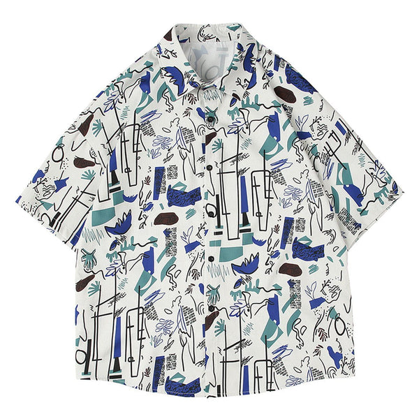 AlanBalen® - Graffiti Print Short Sleeve Shirt AlanBalen