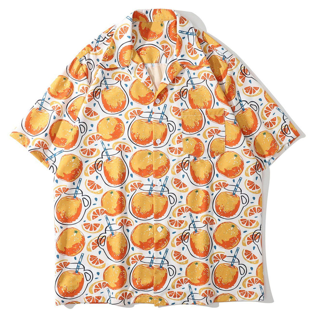 AlanBalen® - Grapefruit Print Short-sleeved Shirt AlanBalen