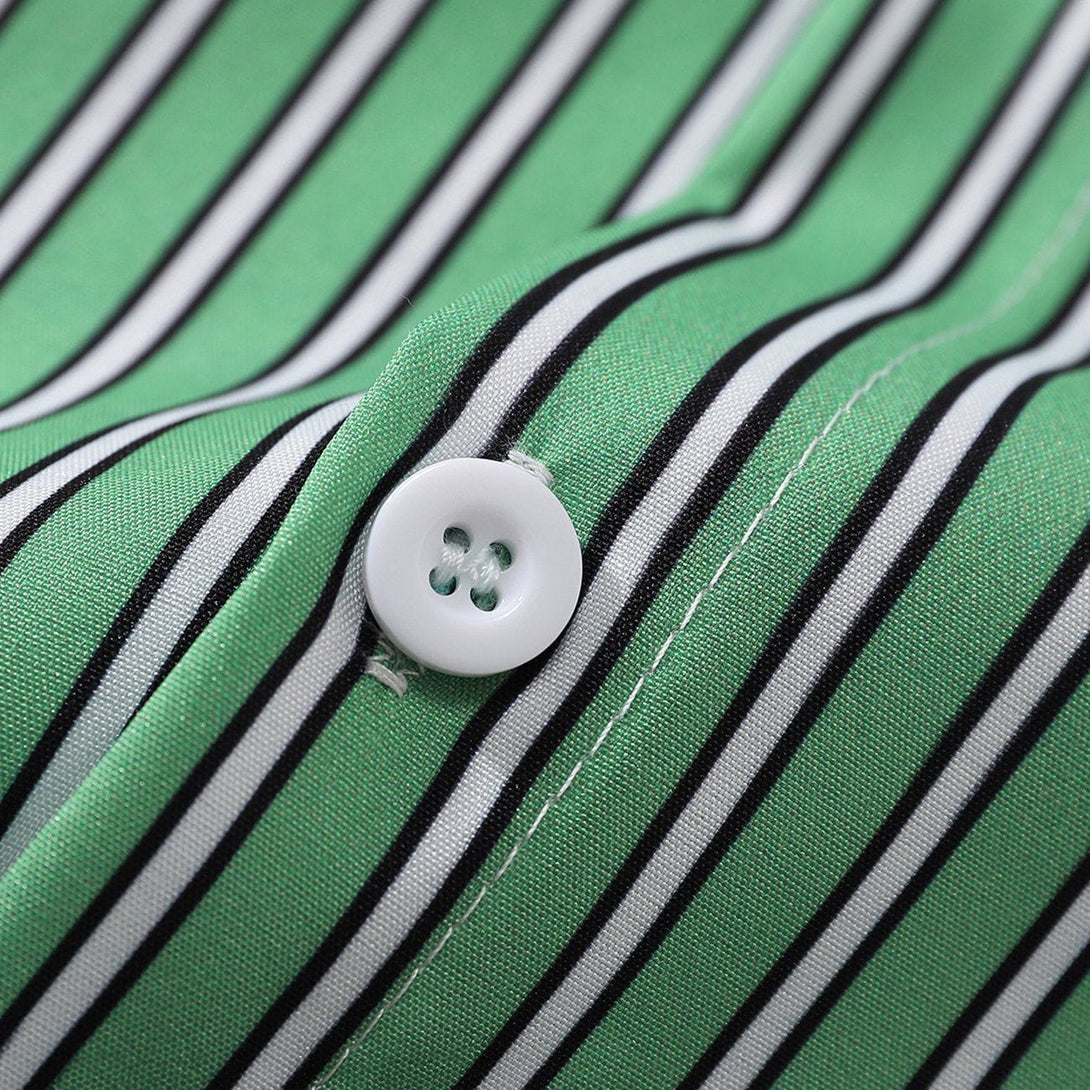 AlanBalen® - Green and White Striped Long Sleeve Shirt AlanBalen