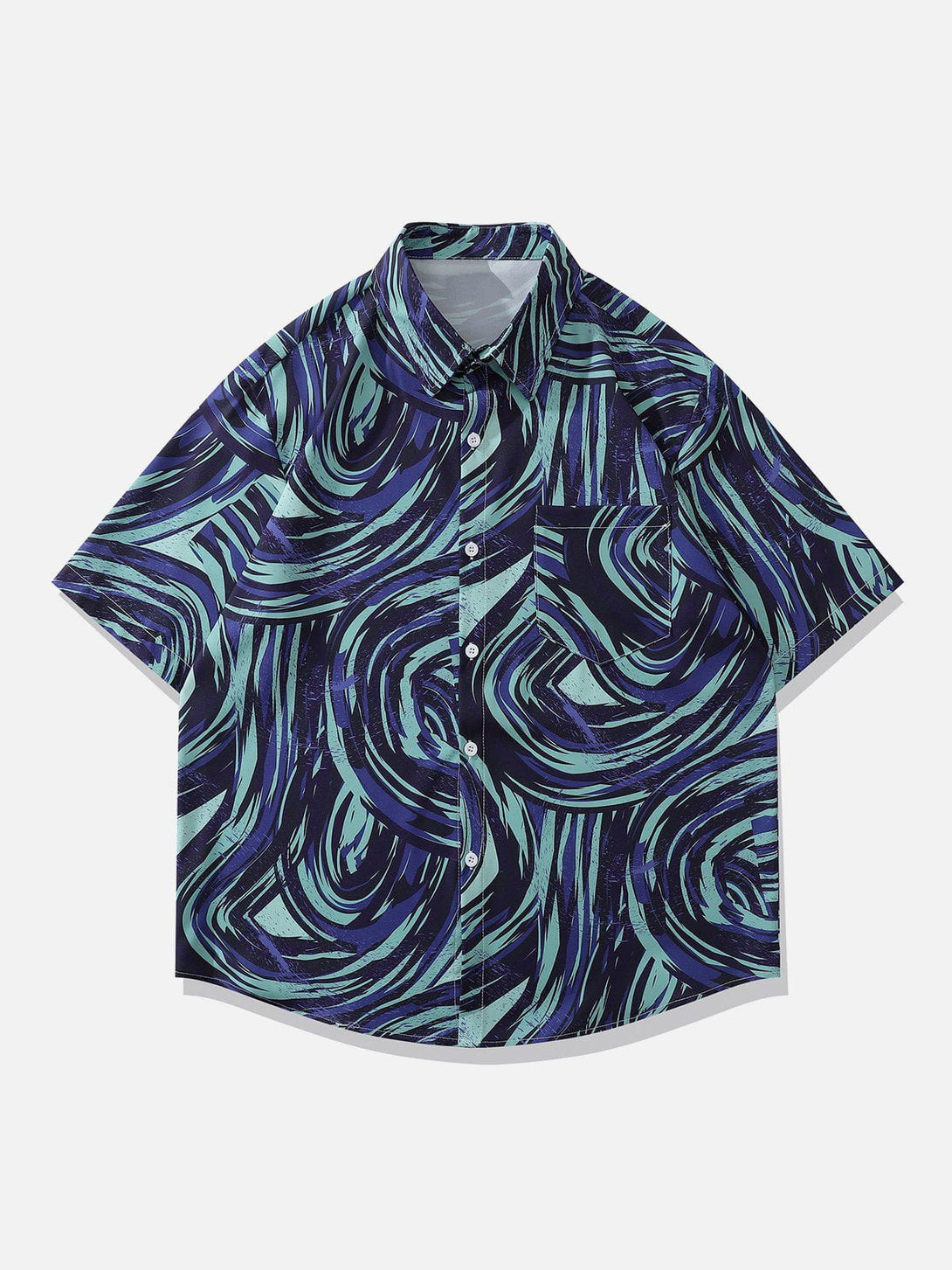 AlanBalen® - Irregular Geometric Print Short Sleeve Shirts AlanBalen