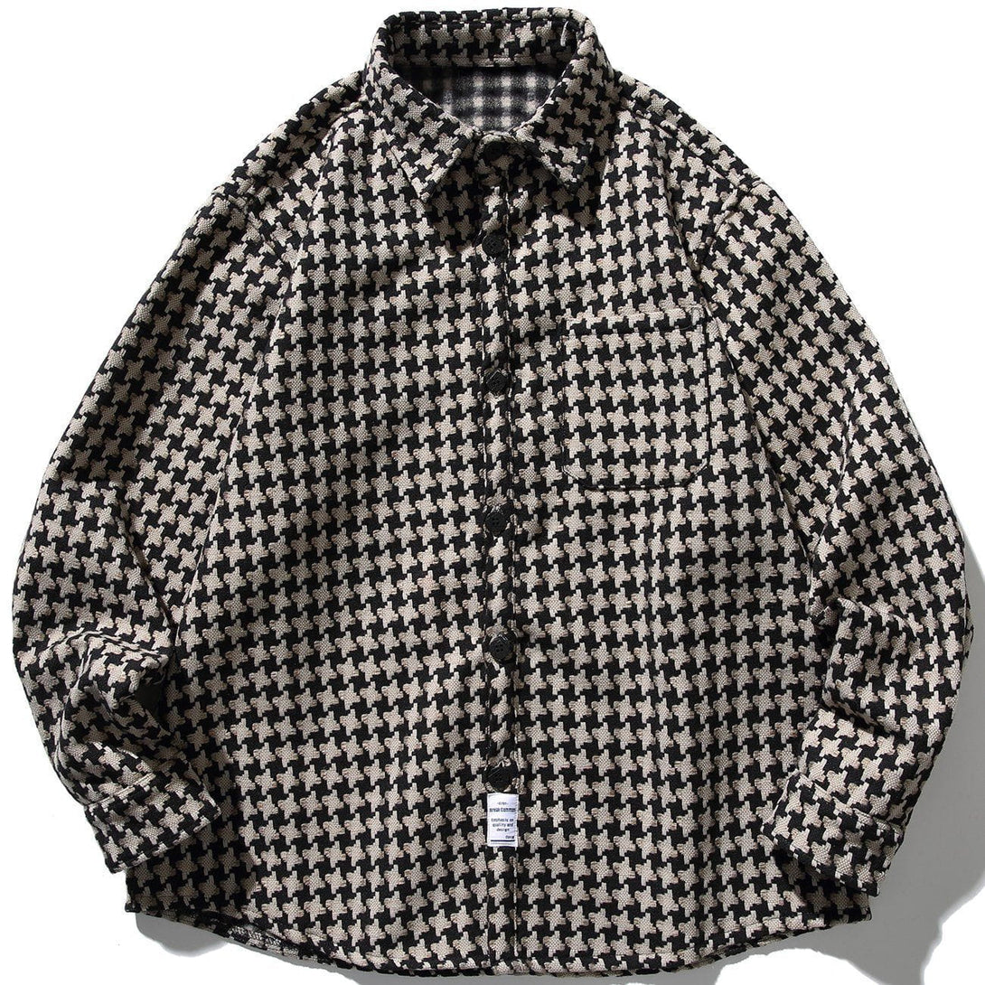 AlanBalen® - Irregular Plaid Long Sleeve Shirt AlanBalen