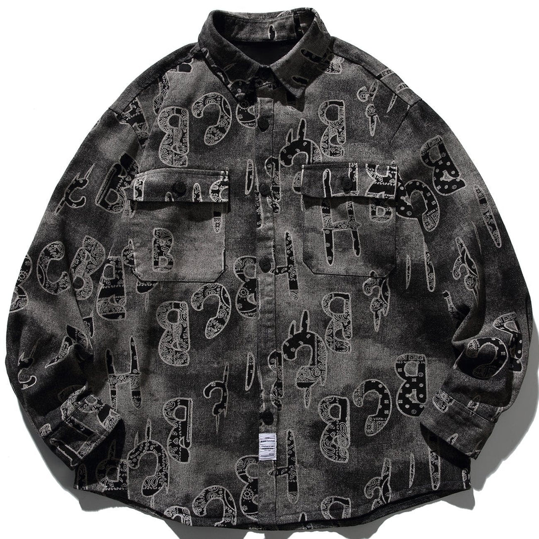 AlanBalen® - Letter Bandanna Print Long-sleeved Shirt AlanBalen