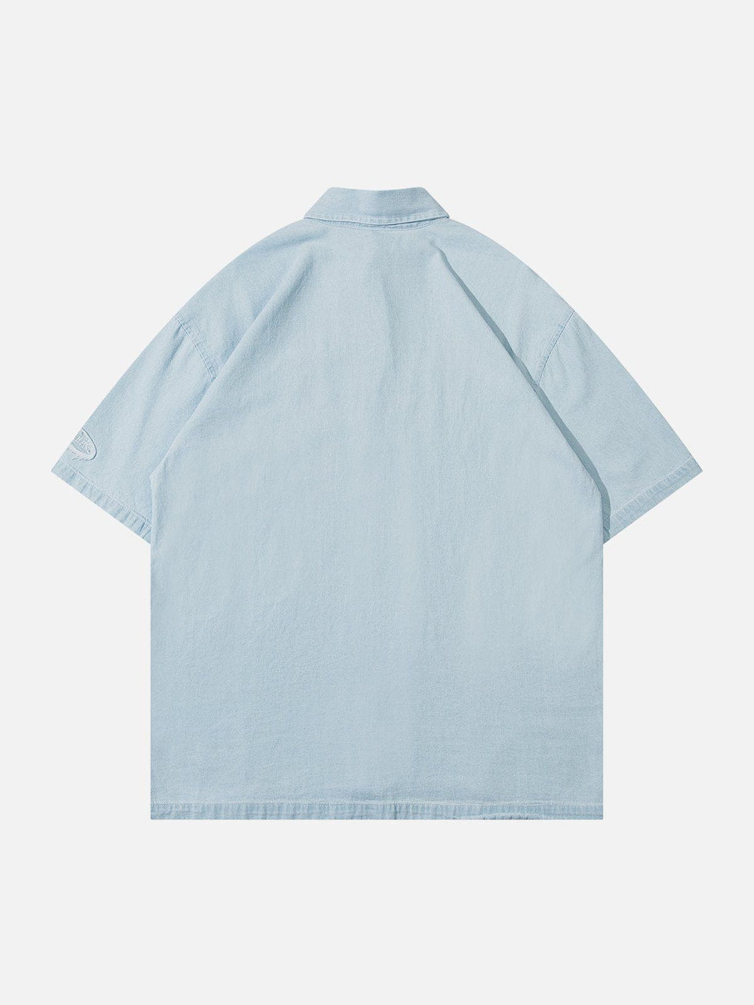 AlanBalen® - Letter Denim Short Sleeve Shirt AlanBalen