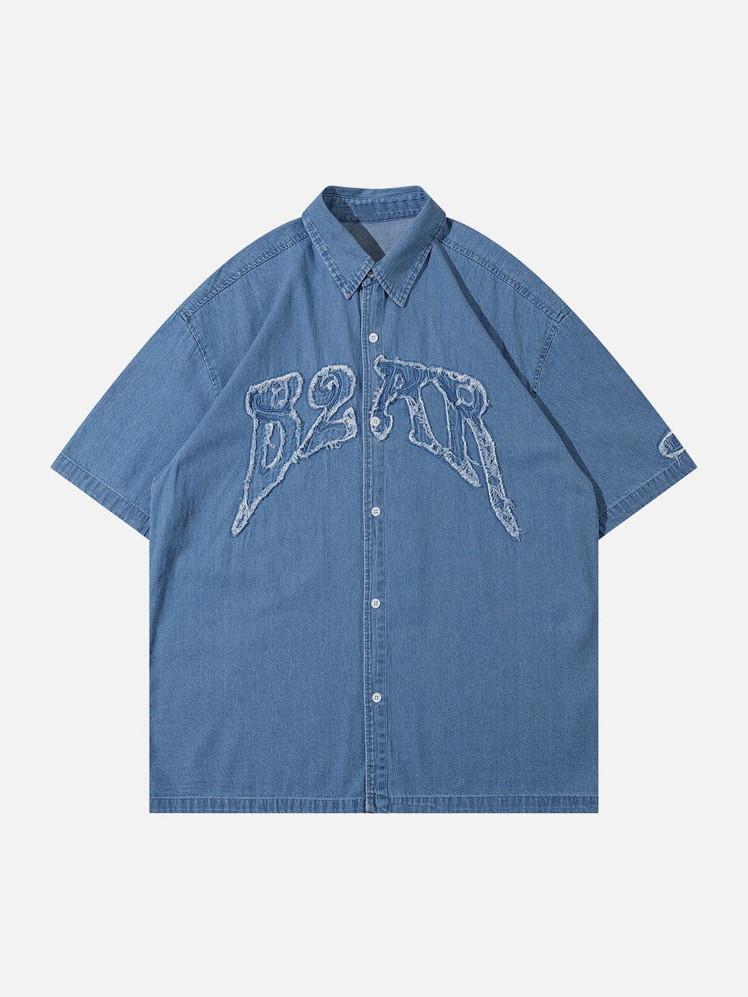 AlanBalen® - Letter Denim Short Sleeve Shirt AlanBalen