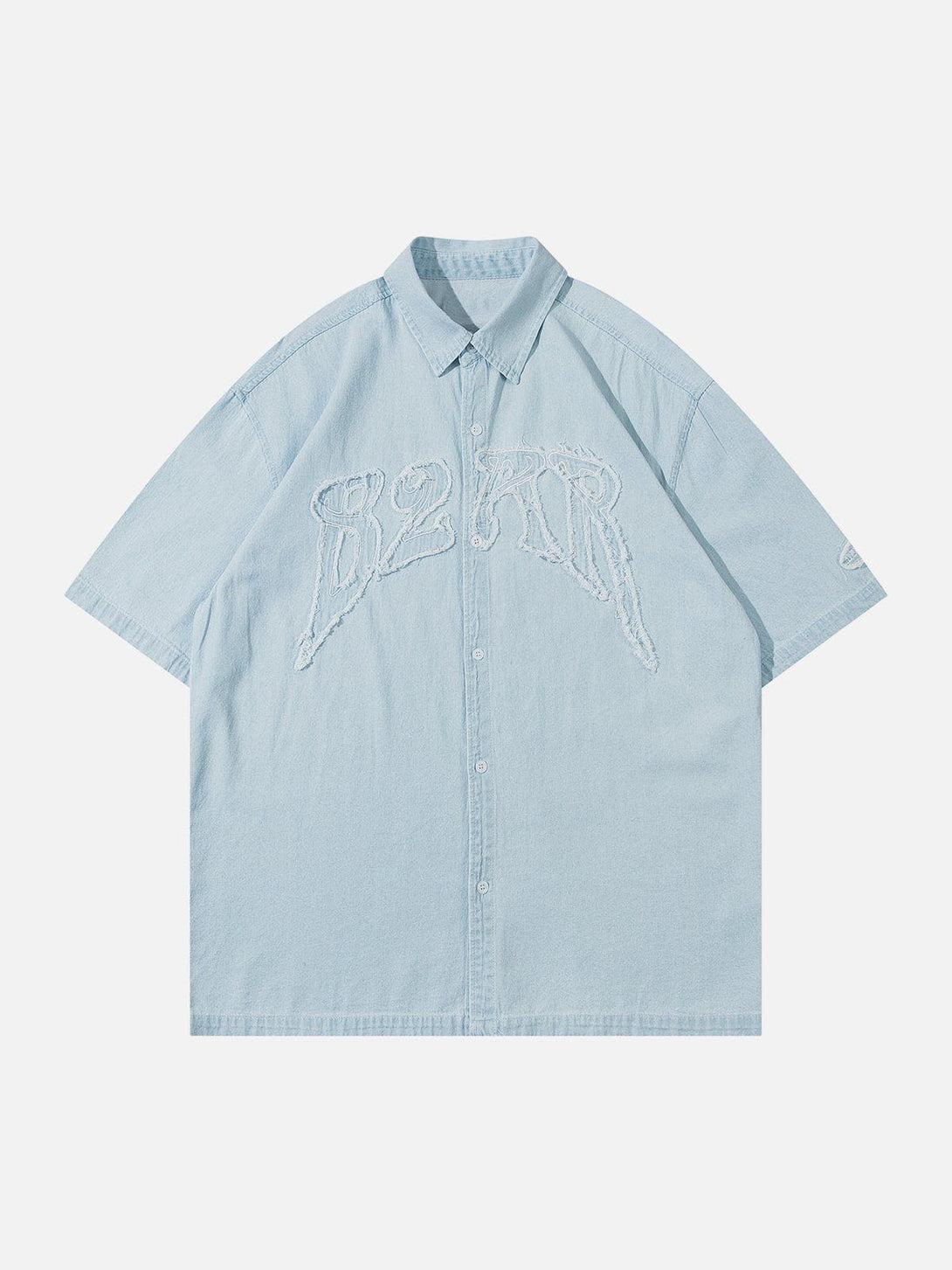 AlanBalen® - Letter Denim Short Sleeve Shirt AlanBalen