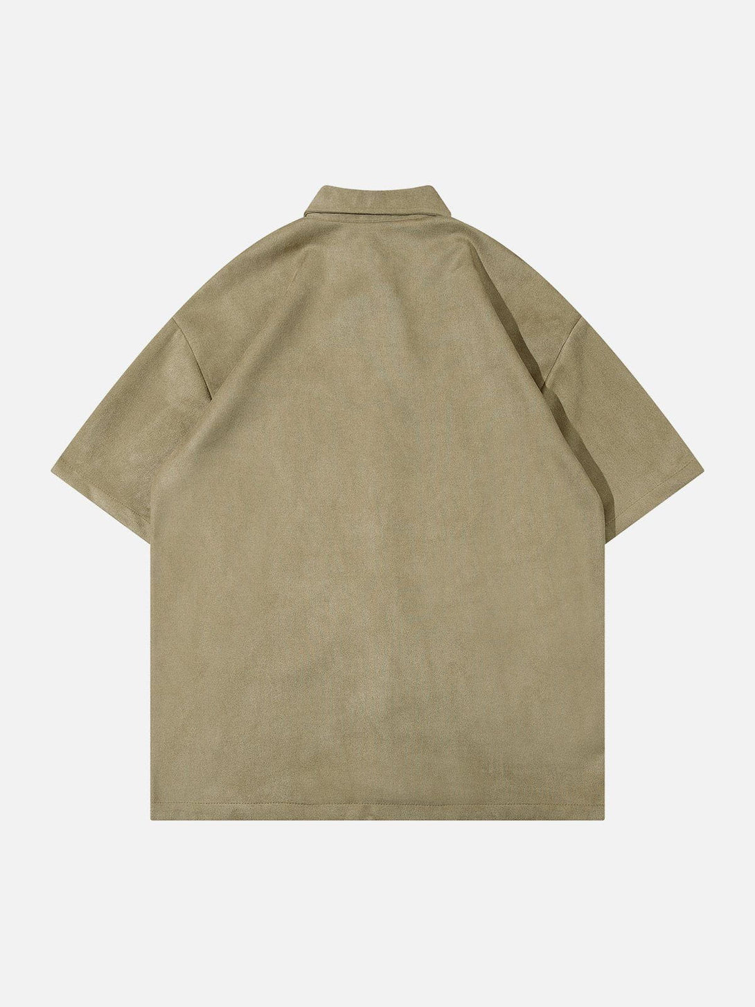 AlanBalen® - Letter Embroidery Suede Short Sleeve Shirts AlanBalen