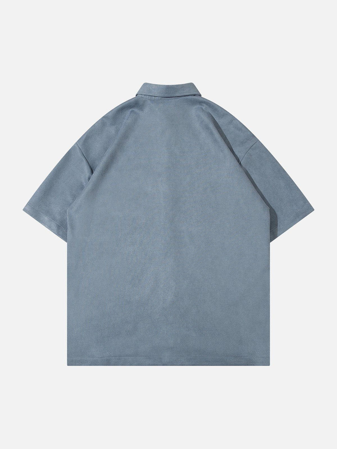 AlanBalen® - Letter Embroidery Suede Short Sleeve Shirts AlanBalen