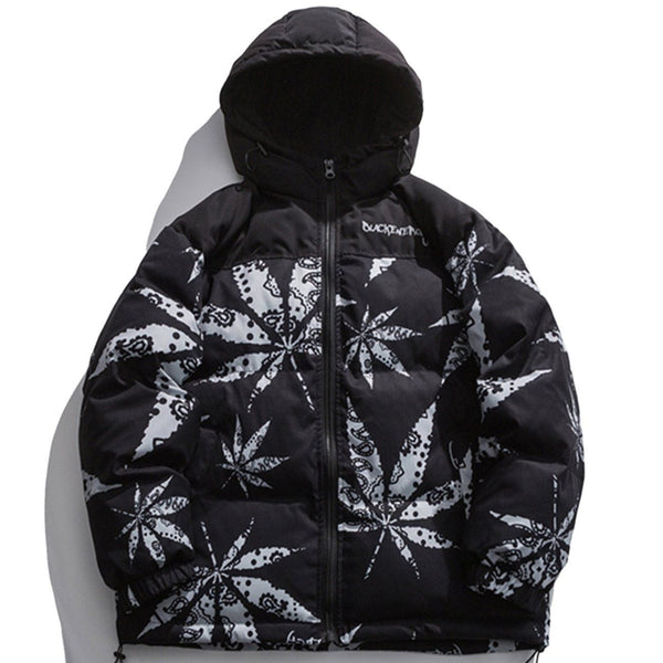 AlanBalen® - Maple Leaf Print Winter Coat AlanBalen