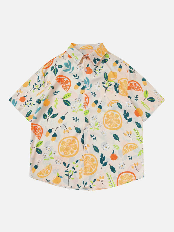 AlanBalen® - Orange Print Short Sleeve Shirt AlanBalen