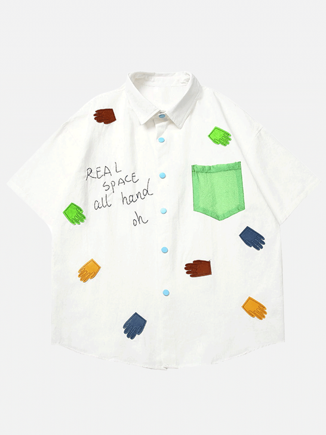AlanBalen® - Patchwork Design Pocket Short Sleeve Shirt AlanBalen