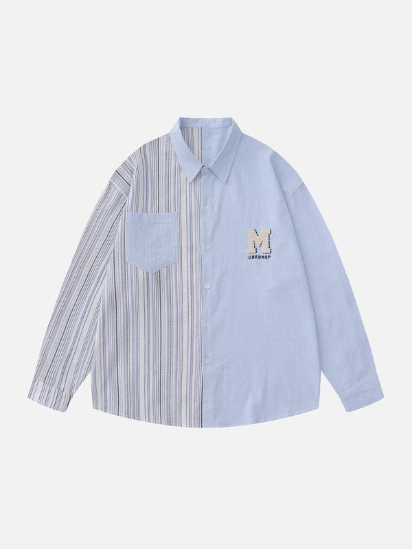AlanBalen® - Patchwork Stripe Long Sleeve Shirt AlanBalen