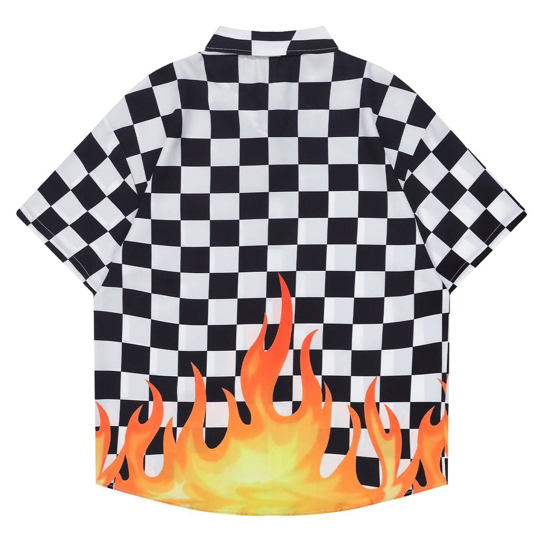 AlanBalen® - Plaid Flame Short Sleeve Shirt AlanBalen