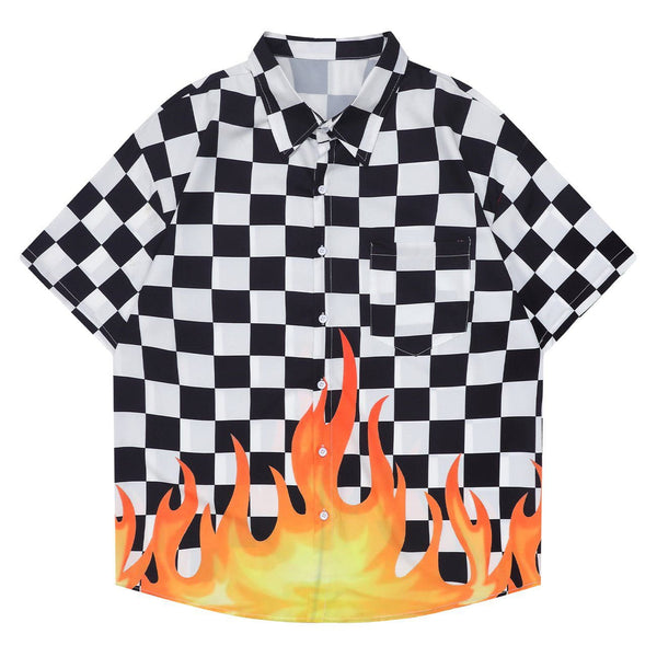 AlanBalen® - Plaid Flame Short Sleeve Shirt AlanBalen