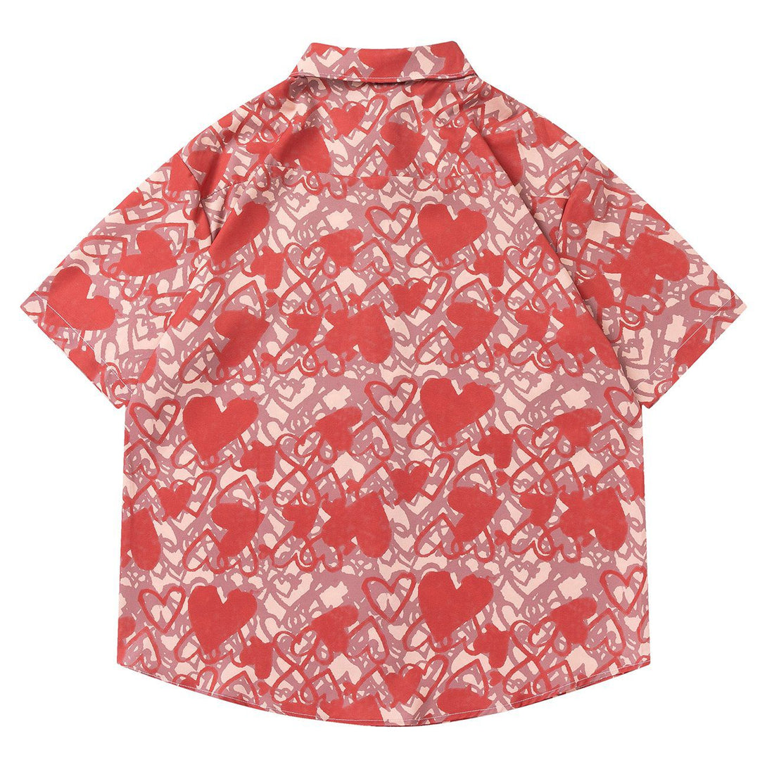 AlanBalen® - Red Hearts Short Sleeve Shirt AlanBalen