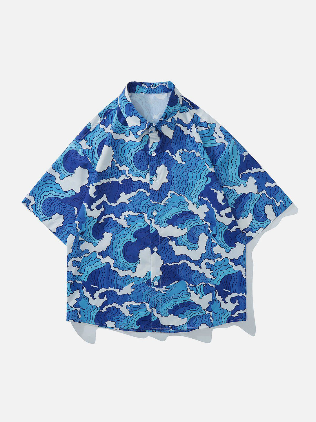 AlanBalen® - Sea Wave Print Short Sleeve Shirts AlanBalen