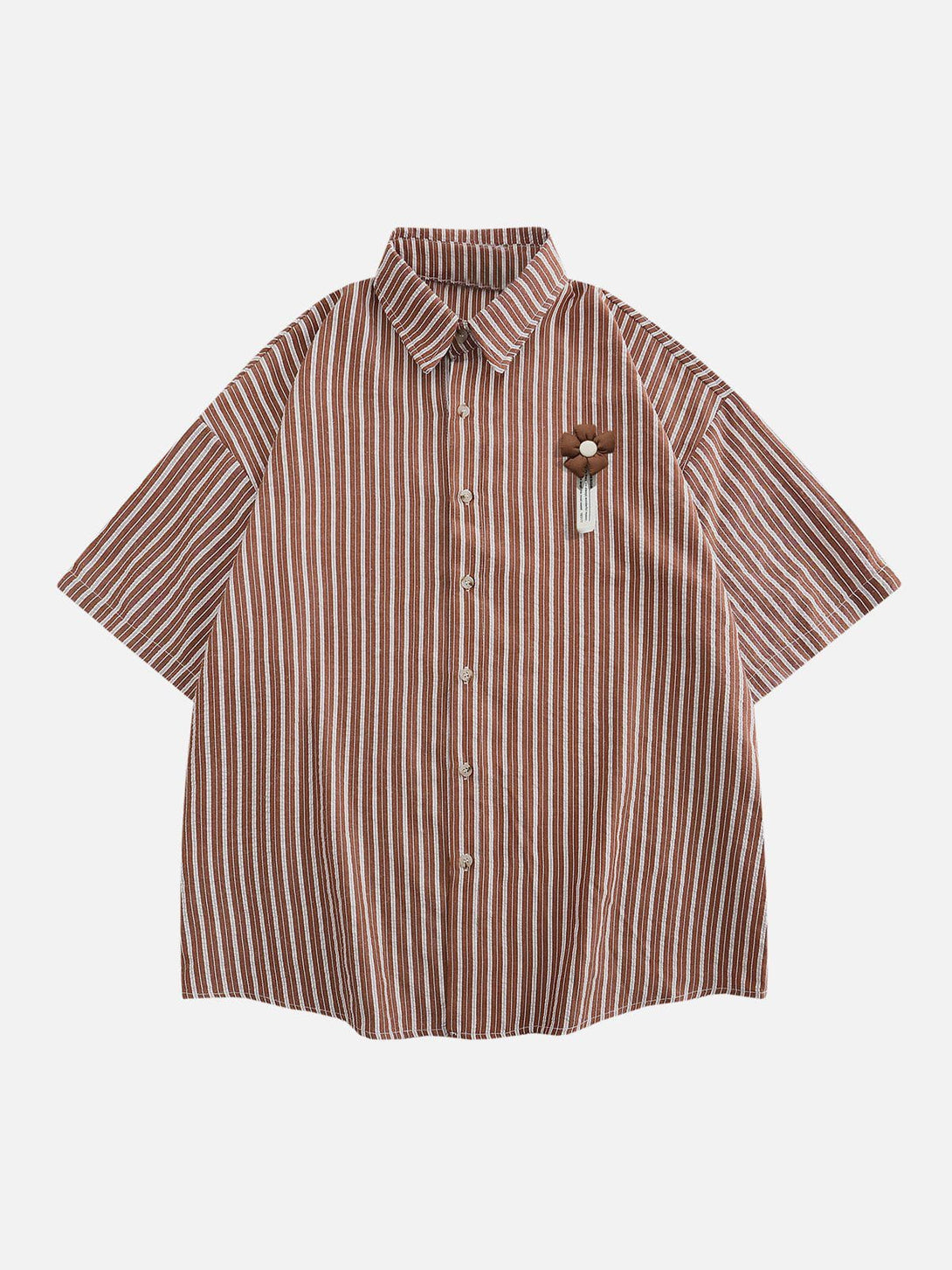 AlanBalen® - Small Flower Pendant Stripes Short Sleeve Shirt AlanBalen