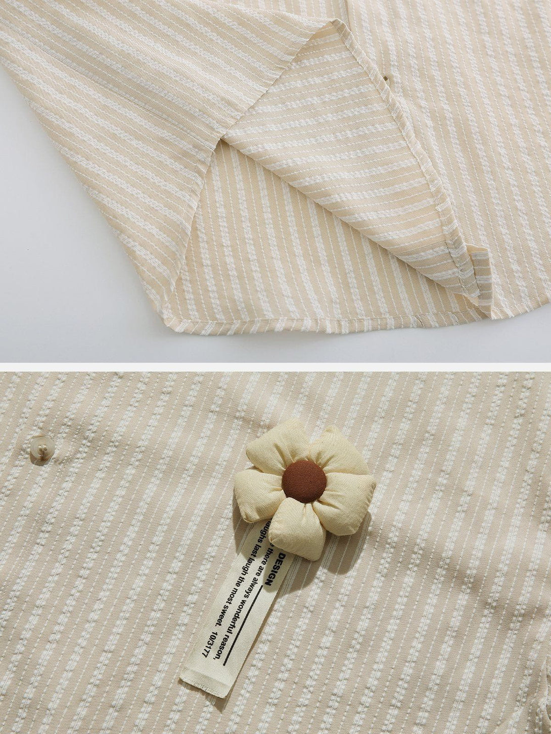 AlanBalen® - Small Flower Pendant Stripes Short Sleeve Shirt AlanBalen