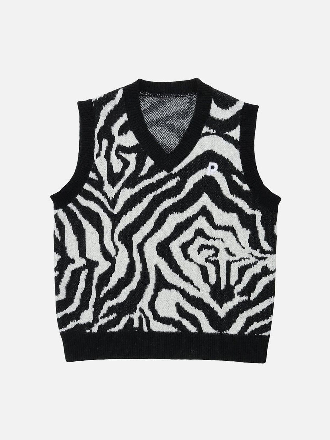 AlanBalen® - Zebra Pattern Embroidery Sweater Vest AlanBalen