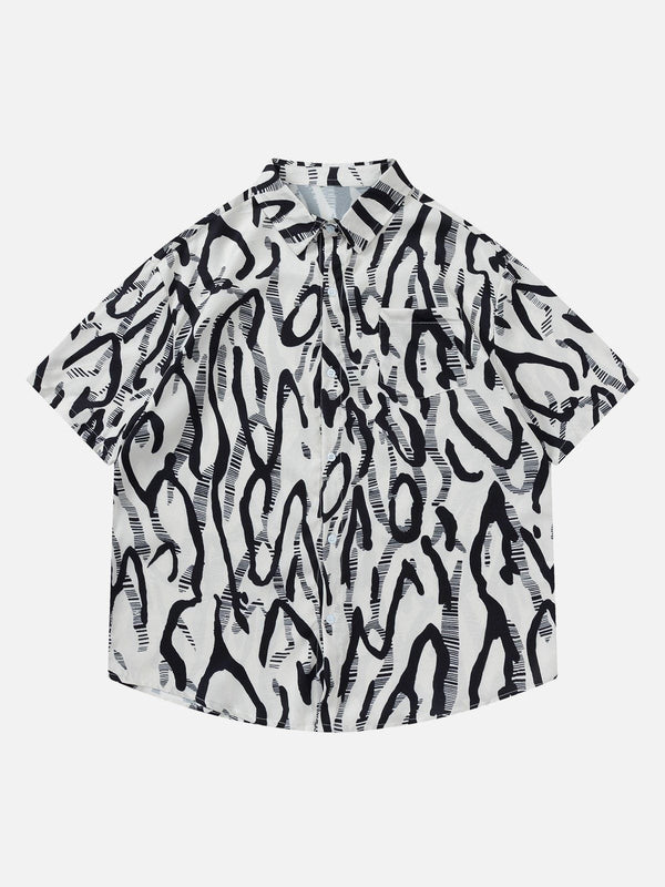 AlanBalen® - Zebra-stripe Short Sleeve Shirt AlanBalen